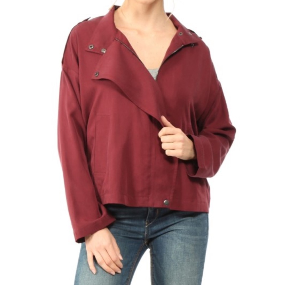Burgundy Oversized Front Zipper NWT